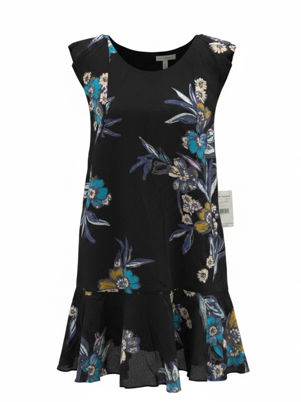 NWT Free People Summer in Tulum Linen Blend Tunic Dress Black Floral Small S